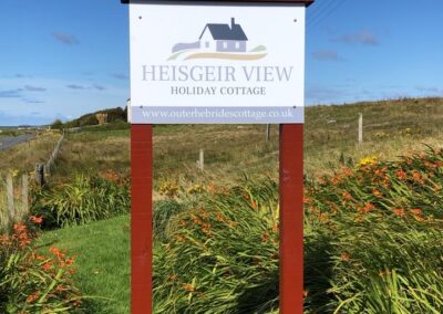 Outside sign for Heisgeir View Holiday Cottage